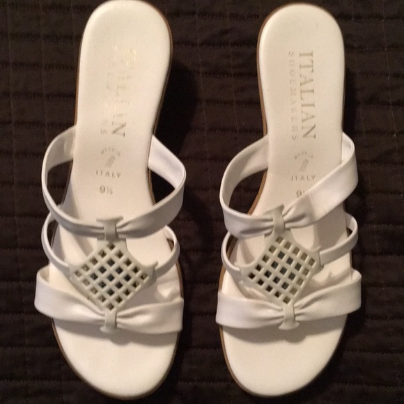 Italian Shoemakers Shoes - Italian White Wedge Sandals
